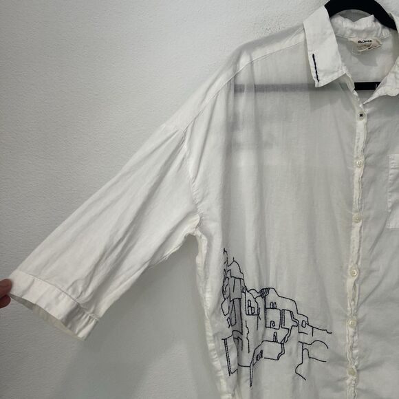 Anthropologie Allihop White Cotton Don’t Follow Me Top Sz S Boho Travel Resort - Picture 5 of 9